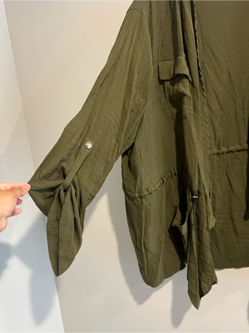 BloomChic Olive Utility Drawstring Jacket - Picture 2 of 6